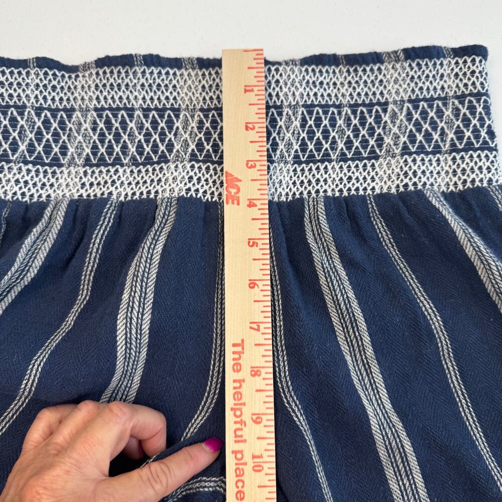 Indigo Rein Pants Womens Size Medium Blue White Striped Blend Wide Leg Smocked - Picture 8 of 10